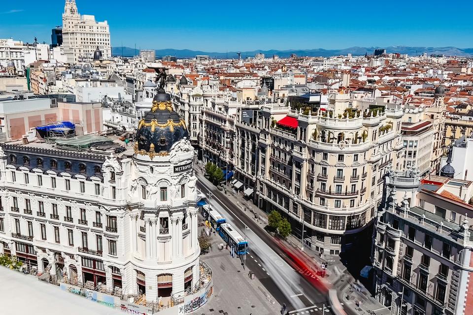 Gran Vía in Madrid from above.