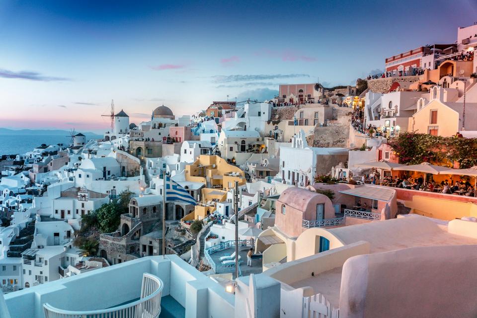 White houses of Oia in Santorini.