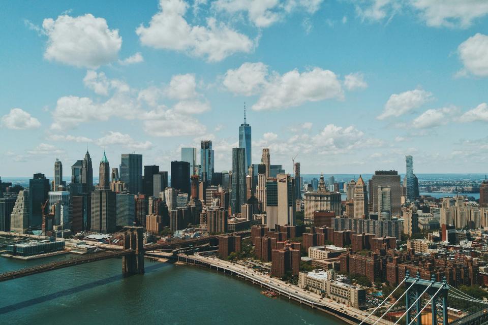 New York bridges from the air.