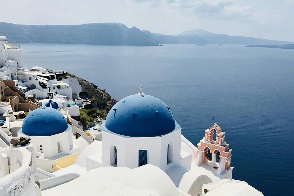 Blue domes in Santorini.