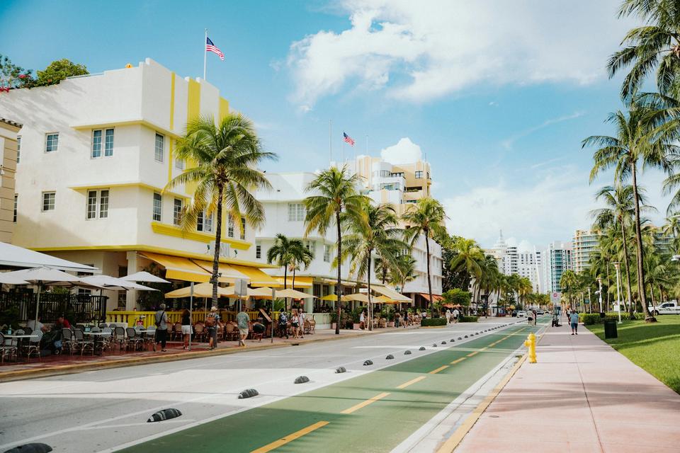 Art deco hotels on Ocean Drive, Miami.
